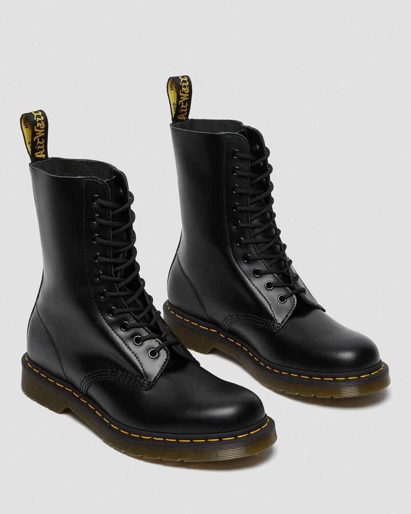 Dr Martens 1490 Smooth Læder Mid Calf Ankelstøvler Herre Sort | DK 416DFM